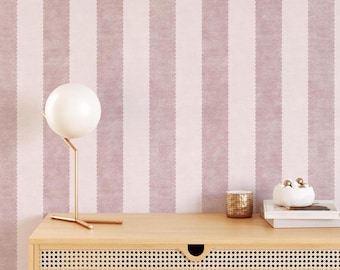 Vintage Scallop 3 Stripe Wallpaper - Custom Colors A396