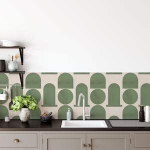 Boho Green Tile Decal Stickers: Kitchen & Flooring, Peel and Stick