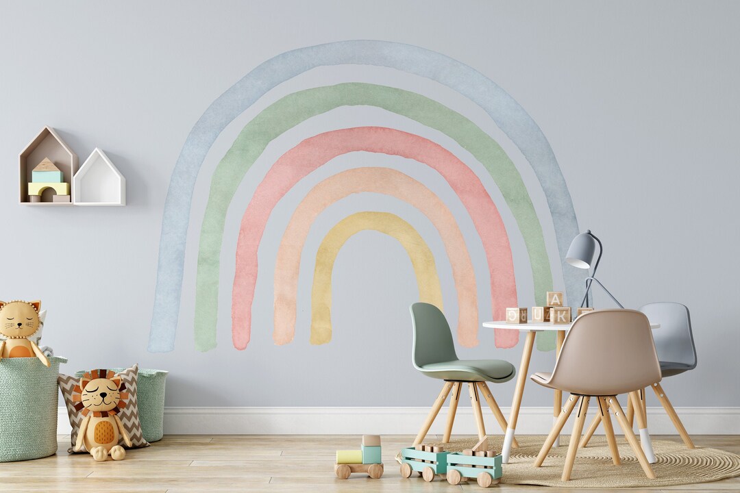 Pastel Rainbow Wall Decal: Peel and Stick Nursery Decor - Etsy