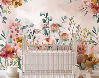 Vintage Floral Garden Wallpaper Mural: Traditional Peel and Stick