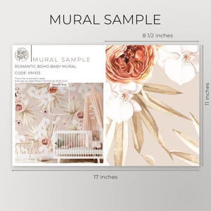 Watercolor Tropical Floral Mural: Boho Baby Room Wallpaper Bild 3