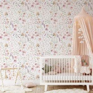 April Wallpaper Mural KM312 Peel and Stick Wallpaper Romantic Light Wildflower Floral Traditional Pre-pasted or Peel and Stick Wallpaper