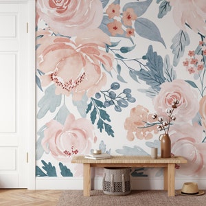Floral Peel and Stick Wallpaper Mural: Jennifer KM272, Large Scale