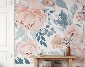 Jennifer Mural KM272 - Large Scale Wallpaper Floral Peel and Stick Removable Repositionable or Traditional Pre-pasted