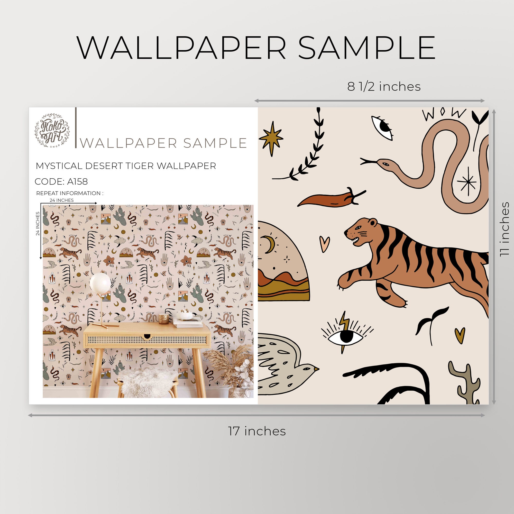 Mystical Desert Tiger Wallpaper A158 Removable Peel and Stick - Etsy Australia Mystical Desert Tiger Wallpaper A158 Removable Peel and Stick - Etsy Australia