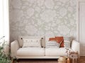 Light Boho Peony Wallpaper A285 Peel and Stick Removable Repositionable Geometric Minimalistic Abstract