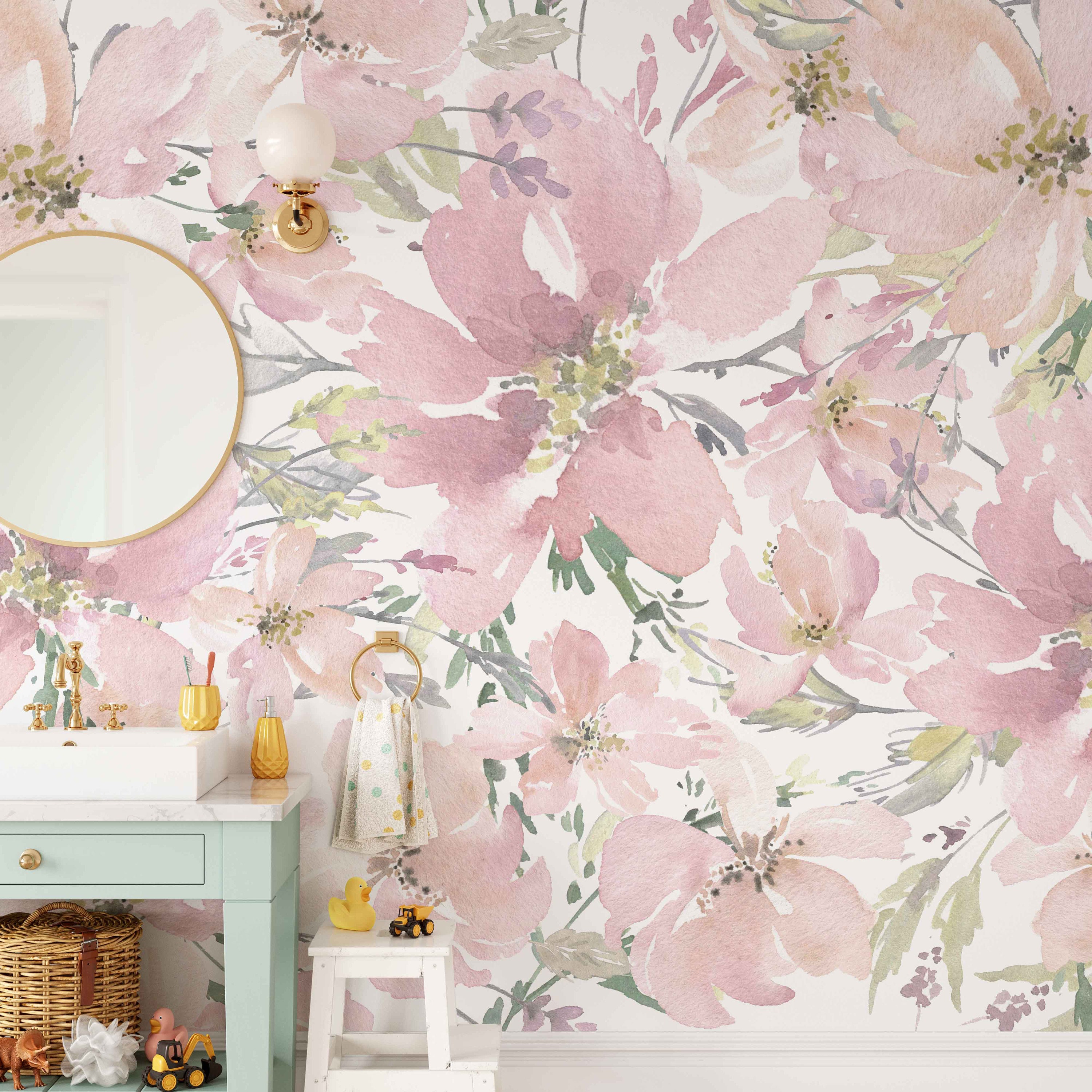 Soft Blushed Mural KM184 Removable Peel and Stick Wallpaper Etsy