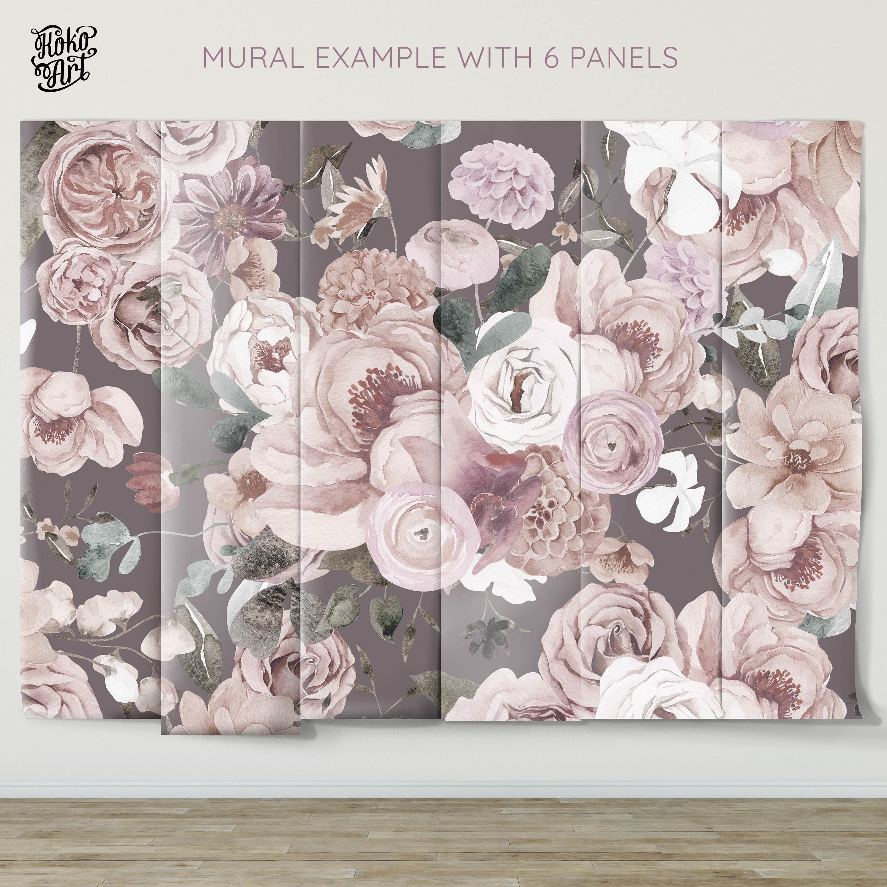 Mauve Wildflowers Mural Peel and Stick Removable Wallpaper | Etsy Italia