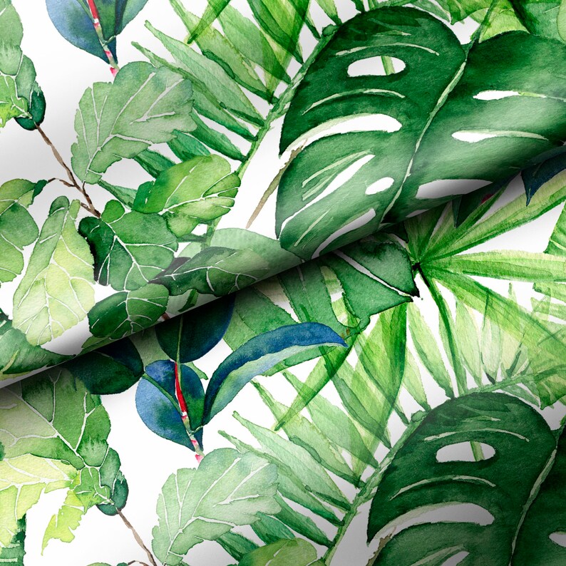 Tropical Rainforest Foliage Removable Self Adhesive Wallpaper Etsy