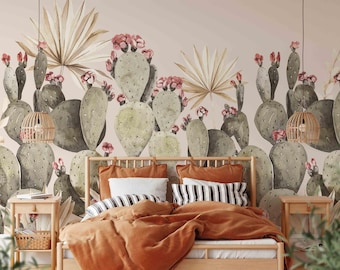 Cactus Flower Wallpaper Mural: Desert Bloom Peel and Stick