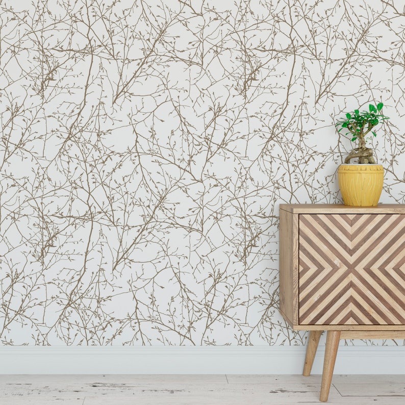 Minimalistic Autumn Foliage Self Adhesive Peel and Stick Wallpaper