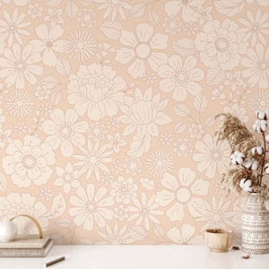 Vintage Floral Wallpaper Mural: Soft Botanical Peel and Stick