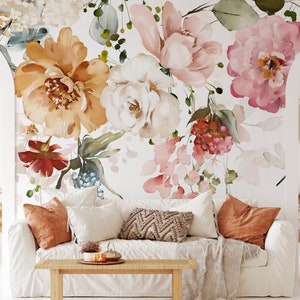 Peony Floral Wallpaper Mural: Wild Garden Peel and Stick