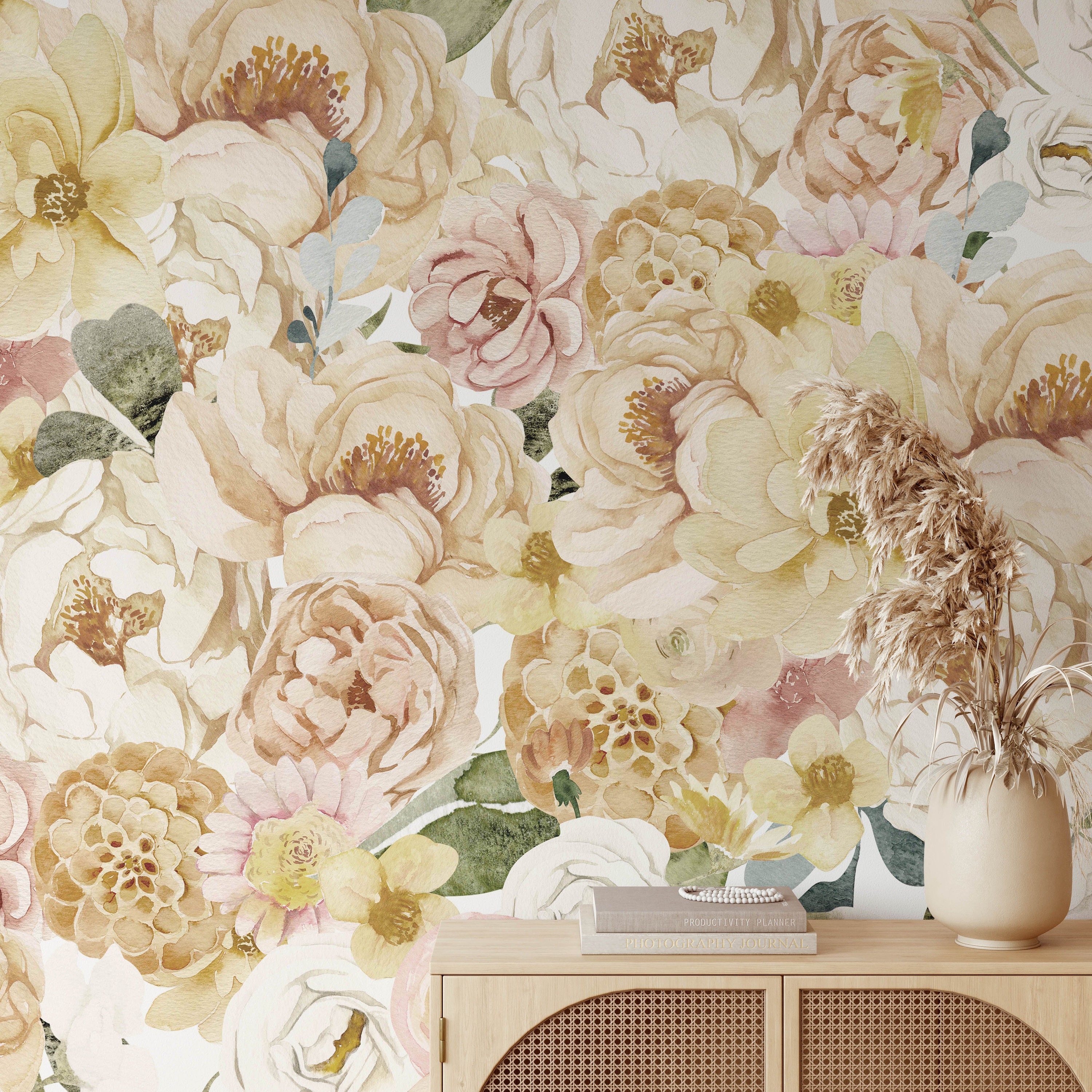 Sun Kissed Floral Mural Peel and Stick Removable Wallpaper | Etsy