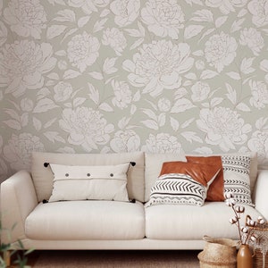 Light Boho Peony Wallpaper A285 Peel and Stick Removable Repositionable ...