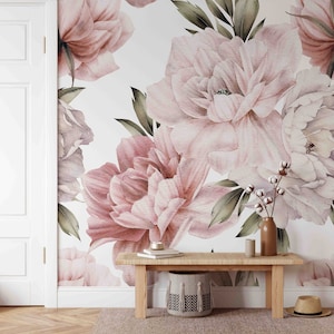 Estela Peony Wallpaper Mural KM123 Mauve Peony Bouquet Nursery Self Adhesive Traditional Pre-pasted or Peel and Stick Wallpaper Floral