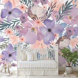 Vibrant Lilac Spring Bloom Mural KM180  Self Adhesive Large Scale Wallpaper Floral Traditional Pre-pasted or Peel and Stick Wallpaper