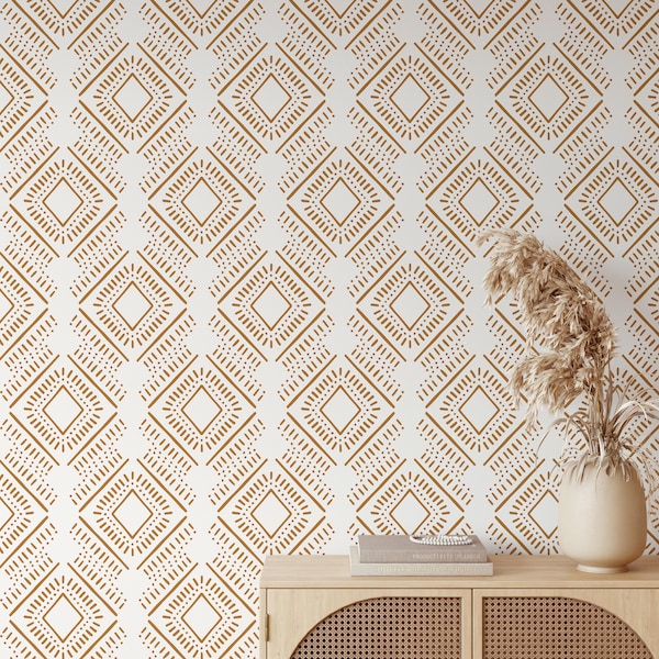 Terracotta Ethnic Wallpaper A298 Peel and Stick Removable Repositionable  Neutral Minimalistic Abstract Warm Boho