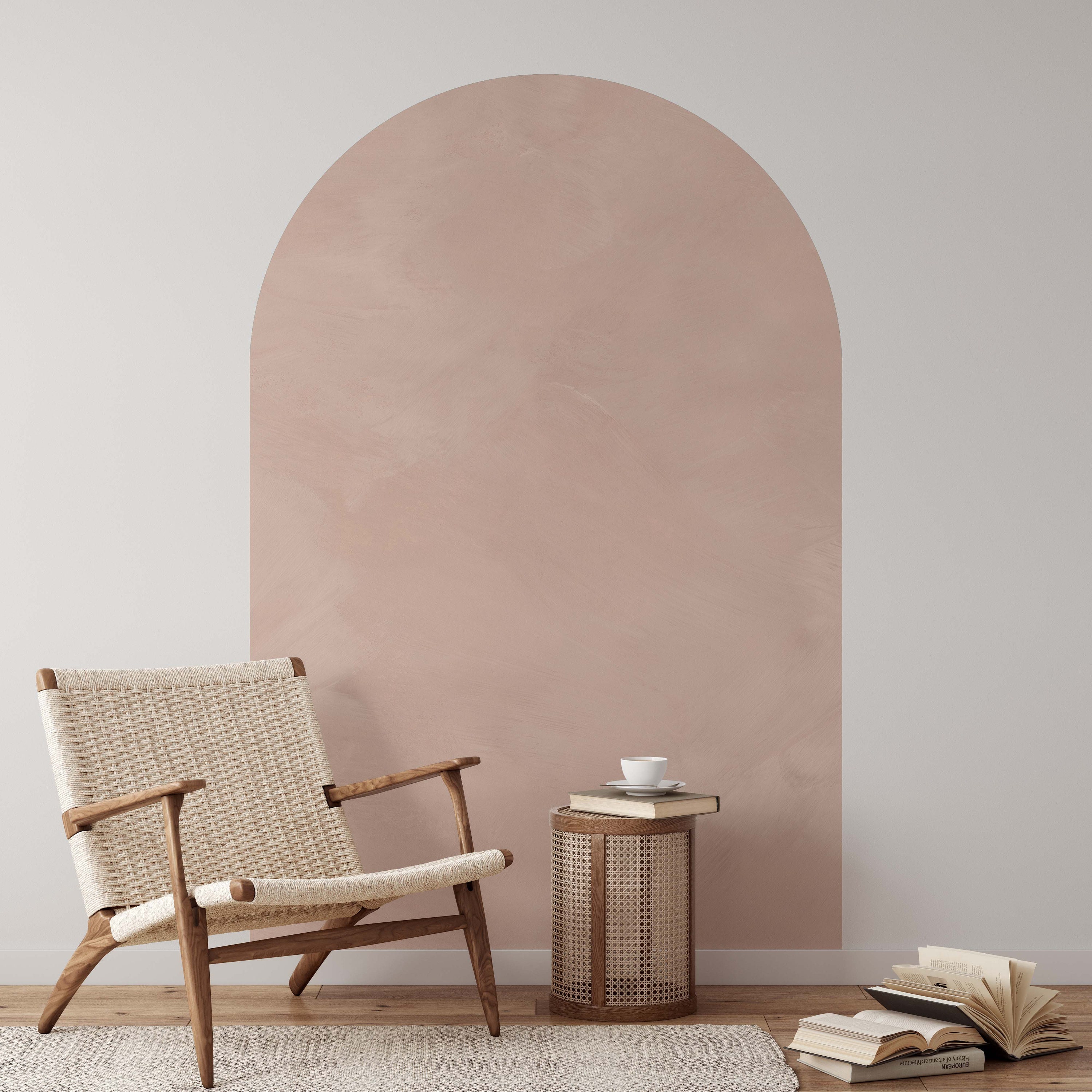 Pink Arch Wall Decal: Minimalist Color Block, Peel and Stick
