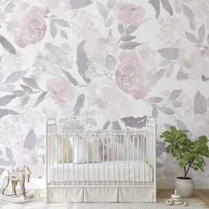Ultralight Delicate Forest Floral KM042 Large Scale Mural Wallpaper Watercolor Botanical Peel and Stick Removable or Traditional