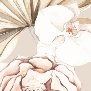 Watercolor Tropical Floral Mural: Boho Baby Room Wallpaper Bild 4