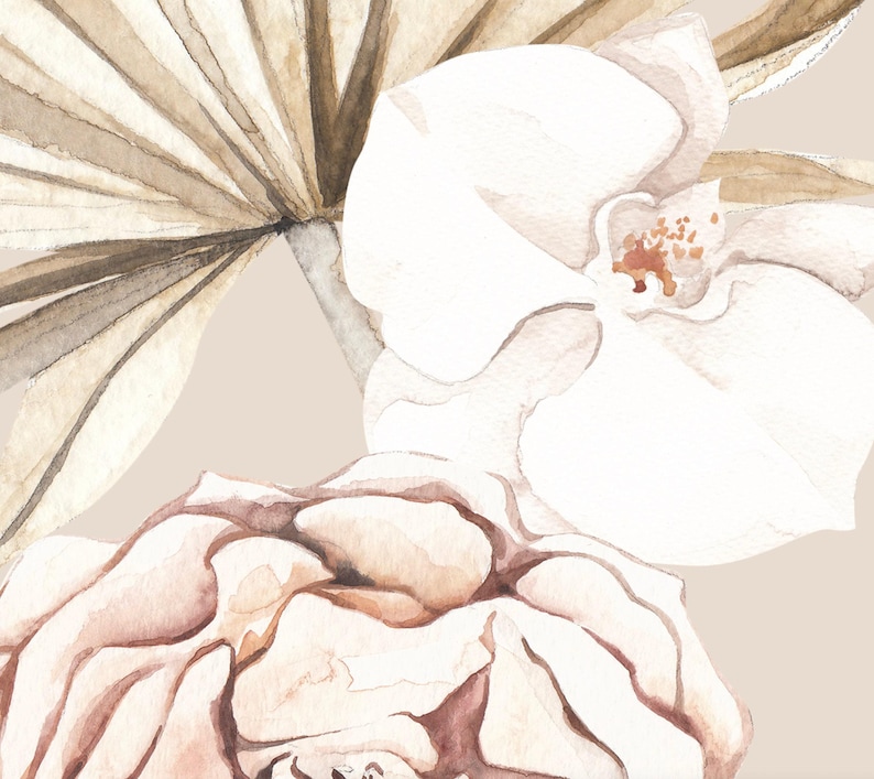 Watercolor Tropical Floral Mural: Boho Baby Room Wallpaper Bild 4