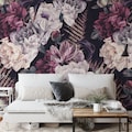Floral Watercolor Wallpaper Mural: Dark Botanical Peel and Stick