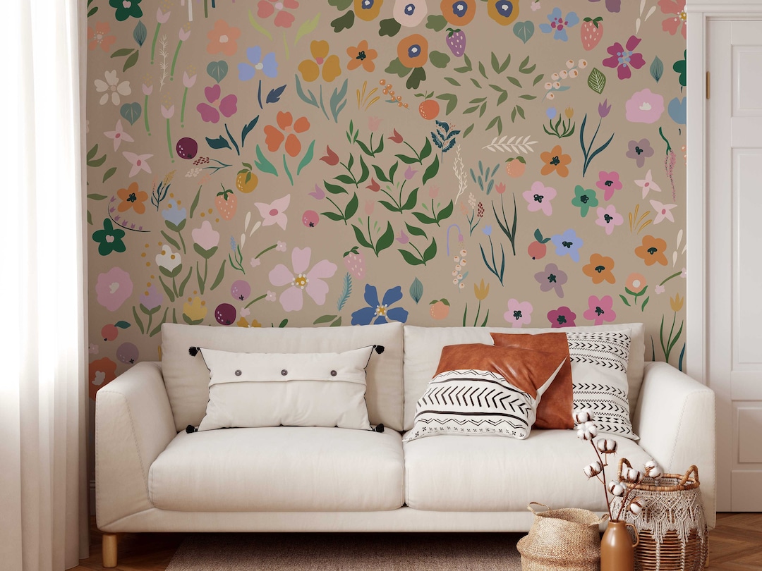 Floral Nursery Wallpaper Mural: Little Flower Details, Peel and Stick ...