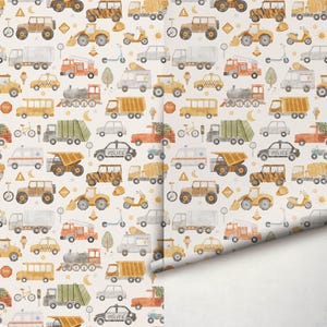Car Wallpaper for Boys - Cute Transportation Vehicles Removable Peel and Stick Repositionable or Traditional Pre-pasted A395