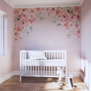 Watercolor Floral Corner Decals: Nursery Wall Decor