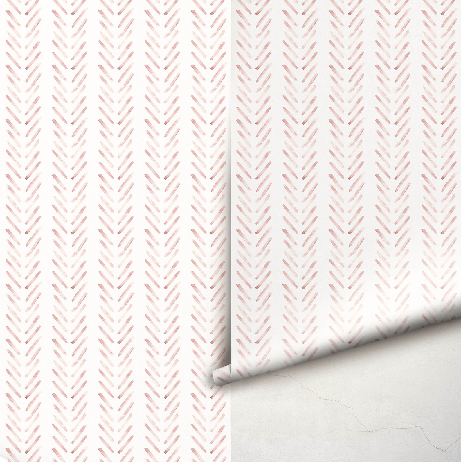Boho Herringbone in Soft Pink Wallpaper Peel and Stick Etsy