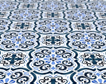 Blue Moroccan Full Tile Decal Vinyl Stickers Pack / Floor Flooring Bathroom Kitchen Stairs Mural Self Adhesive Removable Peel and Stick T031