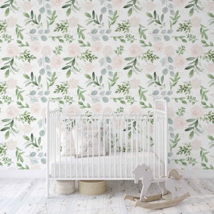 Mariana Wallpaper A266 Watercolor Botanical Roses and Eucalyptus Peel and Stick Removable or Traditional