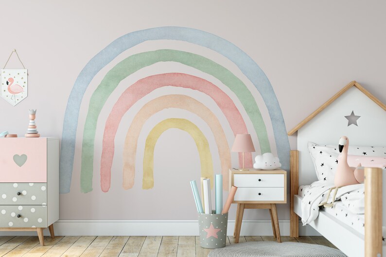 Pastel Rainbow Wall Decal: Peel and Stick Nursery Decor - Etsy