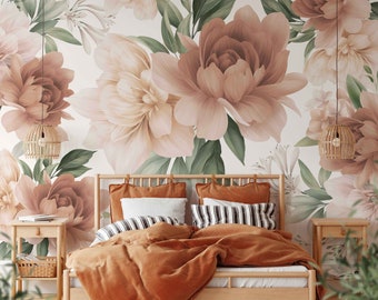 Elisa Bouquet Mural KM171 Self Adhesive Large Scale Wallpaper Peony Floral Traditional Pre-pasted or Peel and Stick Wallpaper