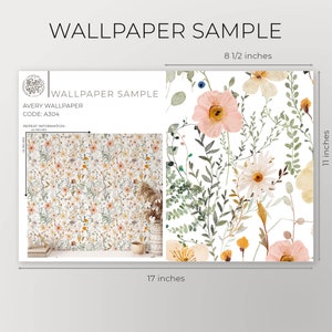 Avery Wallpaper A304 Wallpaper Removable Peel and Stick Repositionable or Traditional Pre-pasted Pressed Floral Watercolor Wallpaper image 2
