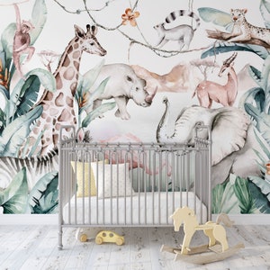 Tropical Jungle Wallpaper Mural KM056 Removable and Repositionable Peel and Stick or Traditional Pre-pasted Wallpaper image 5