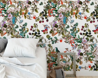 Vintage Botanical Wildflowers Floral Peel and Stick Removable Self Adhesive Wallpaper A028