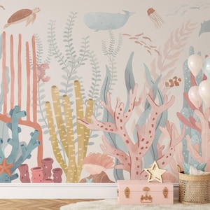 Under the Sea Wallpaper Mural – Ocean Life & Coral Reef - Peel and Stick or Pre-pasted KM453