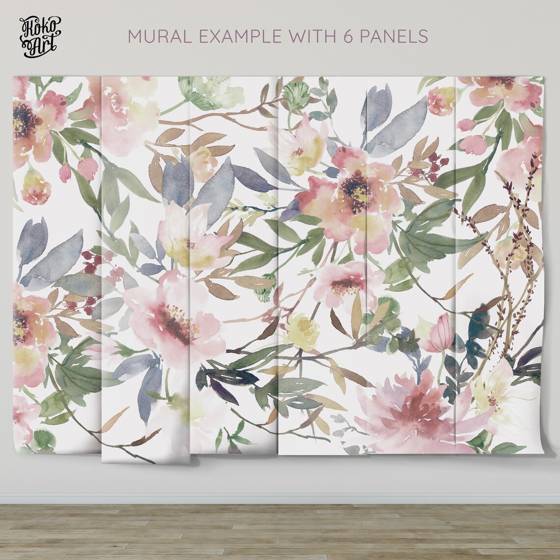 Wildflower Mural KM029 Large Scale Mural Wallpaper Floral Etsy