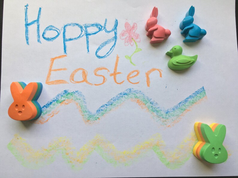Easter Bunny Crayons Large Easter Basket Peep Crayons Etsy