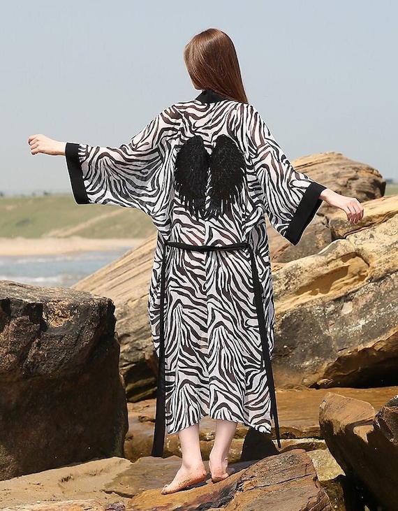 Cover up Angel Kimono Beach Kaftan Zebra Kimono Summer Dress
