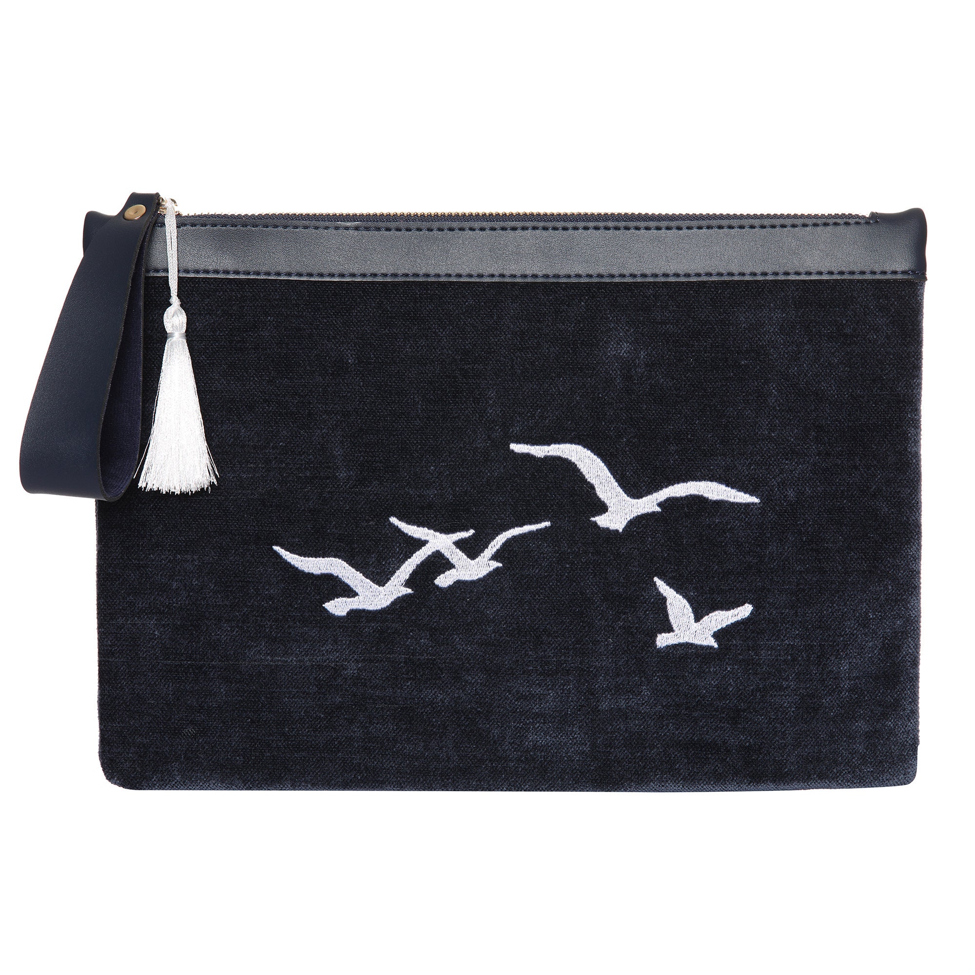 Seagull Embroidered Velvet Clutch Embroidered Handbag - Etsy