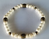 Howlite Bracelets for Women Stretch Bracelets Womens Bracelets Beach Boho Bracelets Summer Bracelets Howlite Bronze Beaded Bracelet