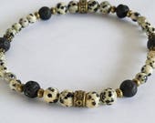 Dalmatian Jasper Anklets Beach Anklets FUN Summer Anklets Anklets for Women Anklet Hippie Anklet Bracelet Black Lava Gemstone Boho Anklet