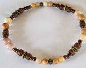 Beach Anklets Summer Anklet Anklet Bracelet Jewelry Stretch Anklet Morocco Agate Iris Bronze Glass Anklets for Women Boho Yoga Anklet