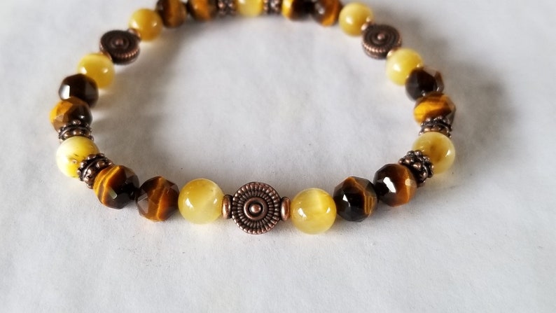 Bracelets for Women Tiger Eye Bracelets Honey Tiger Eye Bracelets Copper Stretch Gemstone Bracelets womens Bracelets Stacking Bracelets