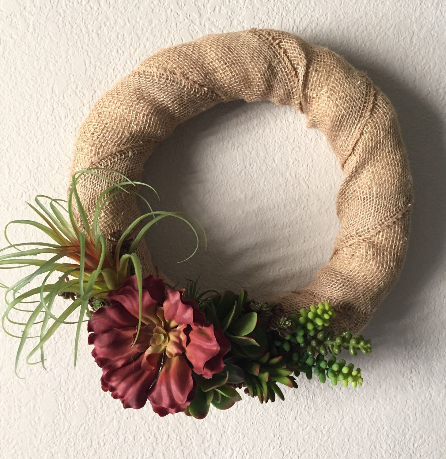 Artificial Succulent Wreath with burlap front door wreath Etsy