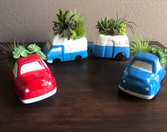 SALE! Artificial succulent arrangement in mini ceramic truck, RV, camper, 3 options, gift idea, Mother’s Day gift, birthday gift