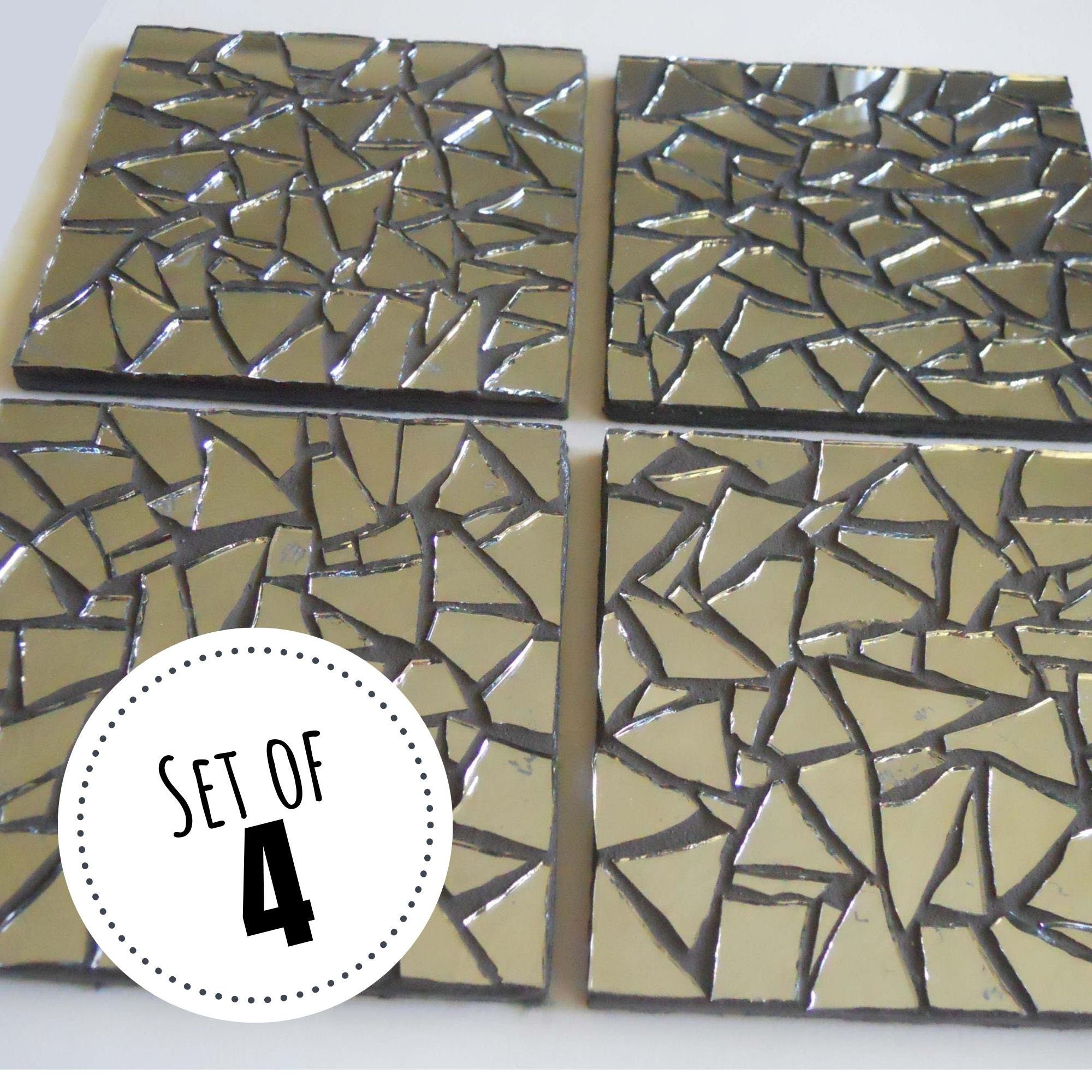 Mirror Mosaic Coasters Set of 4 Coasters Handmade Gift for Etsy